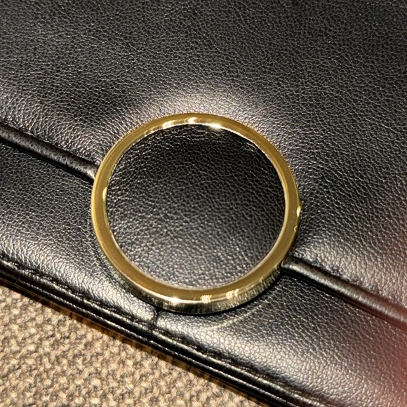 Black soft leather feel clutch gold metal adjustable strap cross body purse 7x5” - Picture 3 of 16